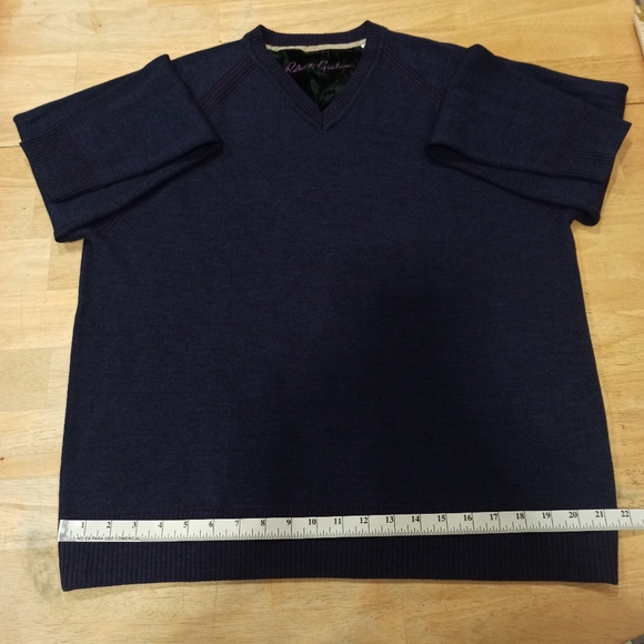 Robert Graham Cottage V-Neck Sweater Dark Navy Blue Wool Cashmere Men's - Picture 8 of 11